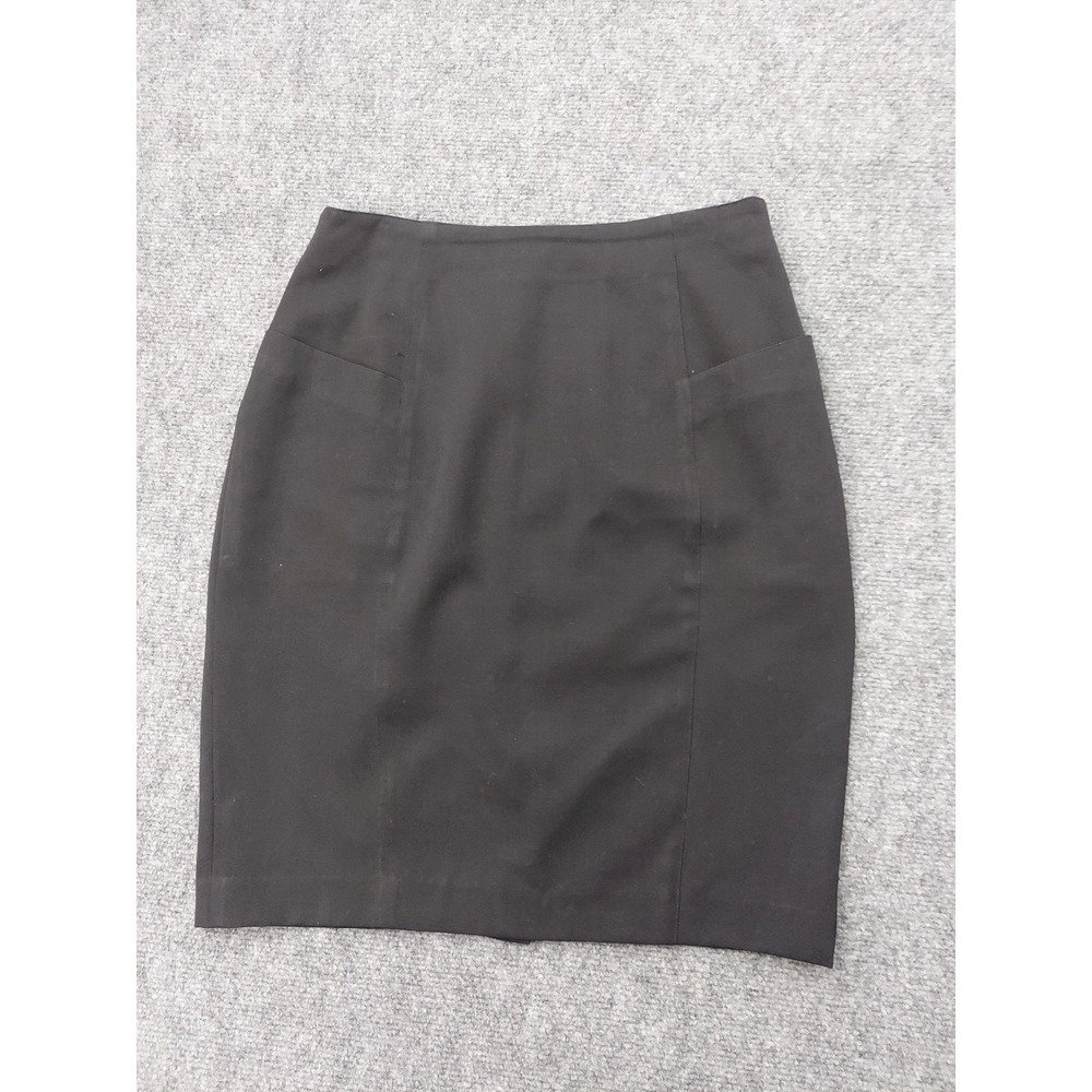 Saks 5th Avenue Wool‎ Skirt Womens 6 Black Pencil Pockets Lined Career Back Zip